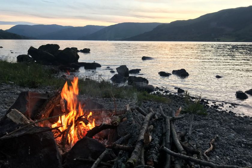 Having a bonfire by Loch Earn